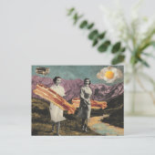 Surreal Frühstücksfrau mit Bacon und Eiern Postkarte (Stehend Vorderseite)