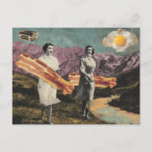 Surreal Frühstücksfrau mit Bacon und Eiern Postkarte (Vorderseite)