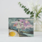 Surreal Frühstücksfrau mit Bacon und Eiern Postkarte (Stehend Vorderseite)