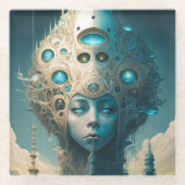 Surreal Futuristische Alien Woman Lanscape Glasuntersetzer (Vorderseite)