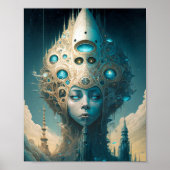 Surreal Futuristische Alien Woman Lanscape Poster (Vorne)