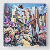 Surreal Garden - Blumenbild 1 Quadratische Wanduhr (Vorderseite)