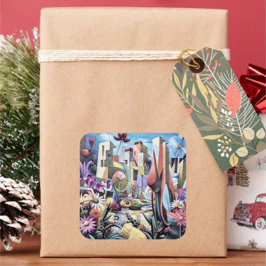 Surreal Garden - Blumenbild 1 Quadratischer Aufkleber (Feiertag)