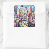 Surreal Garden - Blumenbild 1 Quadratischer Aufkleber (Tasche)