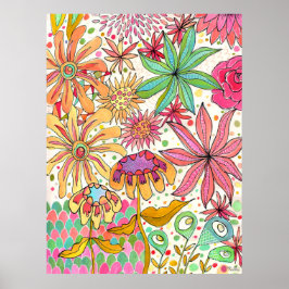 Surreal Garden Floral Gouache Ink Art Artist Druck Poster