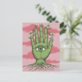 Surreal Gardeners Green Hand Weiße Blume Postkarte (Stehend Vorderseite)