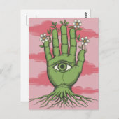 Surreal Gardeners Green Hand Weiße Blume Postkarte (Vorne/Hinten)