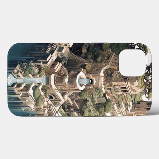 Surreal Geometric City Landscape Fantasy Art Case-Mate iPhone Hülle (Rückseite (Horizontal))