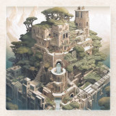 Surreal Geometric City Landscape Fantasy Art Glasuntersetzer (Vorderseite)
