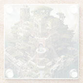 Surreal Geometric City Landscape Fantasy Art Glasuntersetzer (Rückseite)