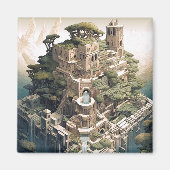 Surreal Geometric City Landscape Fantasy Art Magnet (Vorne)