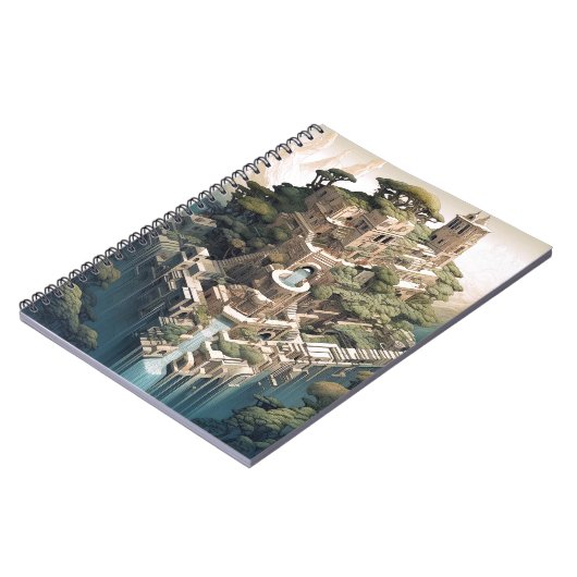 Surreal Geometric City Landscape Fantasy Art Notizblock (Linke Seite)