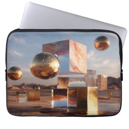 Surreal Geometric Composition With Golden Spheres Laptopschutzhülle