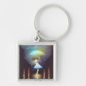Surreal Girl Dancing im Regen Schlüsselanhänger (Vorne)