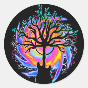 Surreal-Gitarre-Sticker "Psychedelic Sonic Cyclone Runder Aufkleber