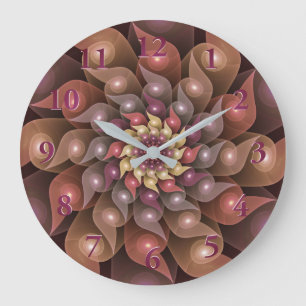 Surreal glänzende Blumen moderne abstrakte Fraktal Große Wanduhr