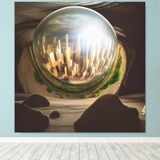 Surreal Glass World Plato's Höhle Canvas Print Leinwanddruck (Insitu (Holzboden))