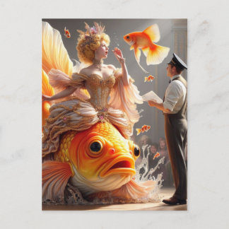 Surreal Goldfish Couture Feiertagspostkarte