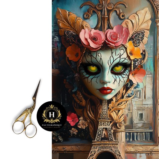 Surreal Gothic Eiffel Tower Gargoyle Decoupage Seidenpapier