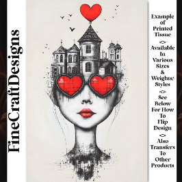 Surreal Gothic Fantasy Head & Hearts AX1 Decoupage Seidenpapier