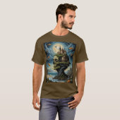 Surreal Gotische Burg Skull T - Shirt (Vorne ganz)