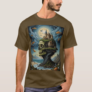 Surreal Gotische Burg Skull T - Shirt