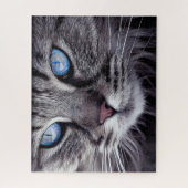 Surreal Gray Cat Blue Eyes Family Fun Hard Puzzle (Vertikal)