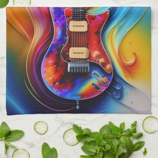 Surreal Guitar Geschirrtuch (Gefaltet)