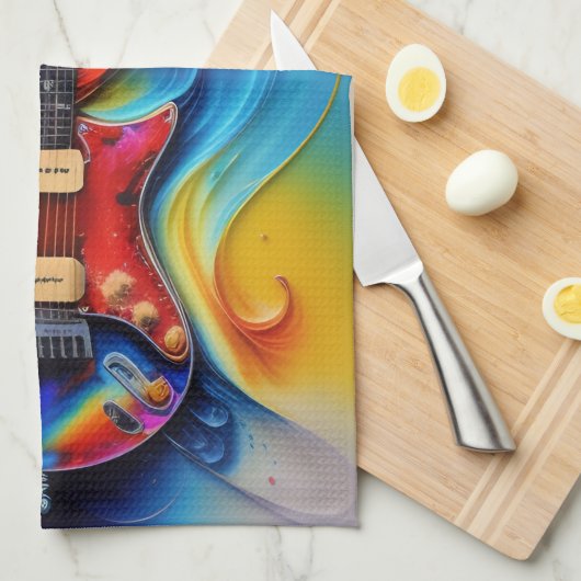 Surreal Guitar Geschirrtuch (Viertel Falte)
