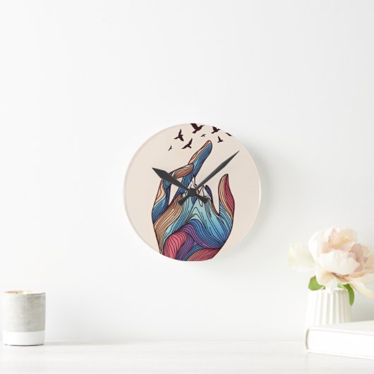 Surreal Hand Peaks Art Runde Wanduhr (Zuhause)