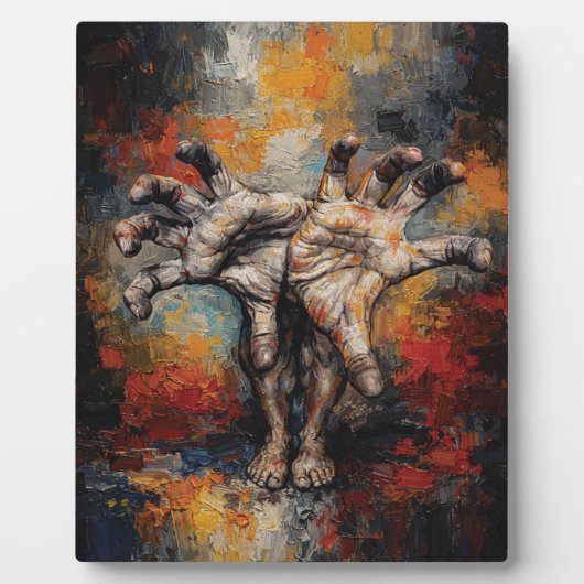 Surreal Hands Emerging from Feet Expressive Fotoplatte (Vorderseite)