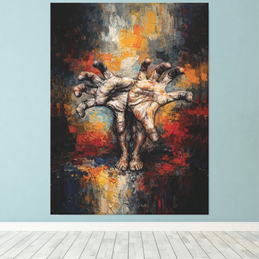 Surreal Hands Emerging from Feet Expressive Leinwanddruck (Insitu (Holzboden))