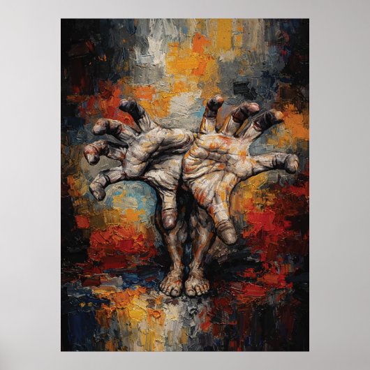 Surreal Hands Emerging from Feet Expressive Poster (Vorne)