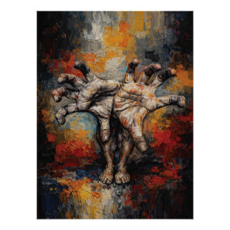 Surreal Hands Emerging from Feet Expressive Poster