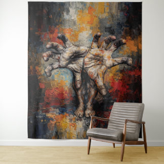 Surreal Hands Emerging from Feet Expressive Wandteppich