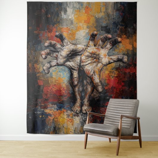 Surreal Hands Emerging from Feet Expressive Wandteppich (Beispiel)