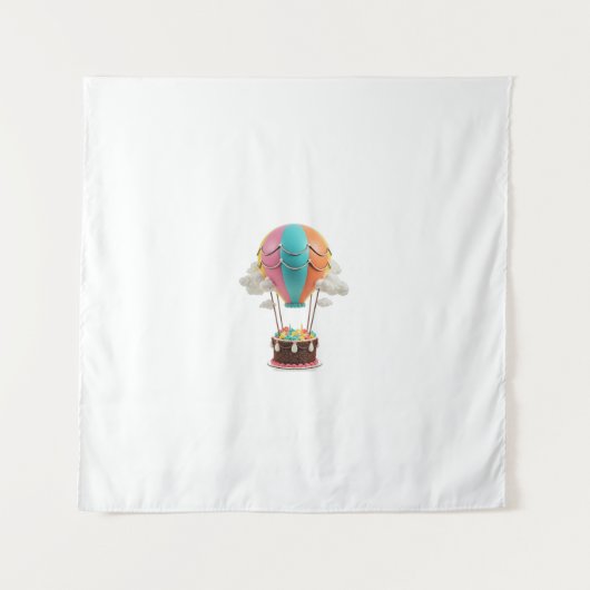 Surreal Heißluftballon Geburtstagskuchen mit Float Wandteppich (Vorderseite)