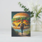 Surreal Hiker Dreaming von Riesenkäseburger Postkarte (Stehend Vorderseite)