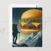 Surreal Hiker Riesengebirge über Berge Postkarte (Vorne/Hinten)