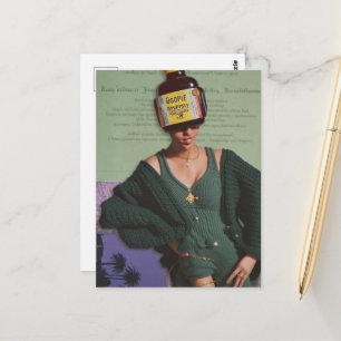 Surreal Honey Frau Mixed Media Collage Postkarte