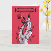 Surreal Horror Hand mit Rose Gothday Karte (Gelbe Blume)