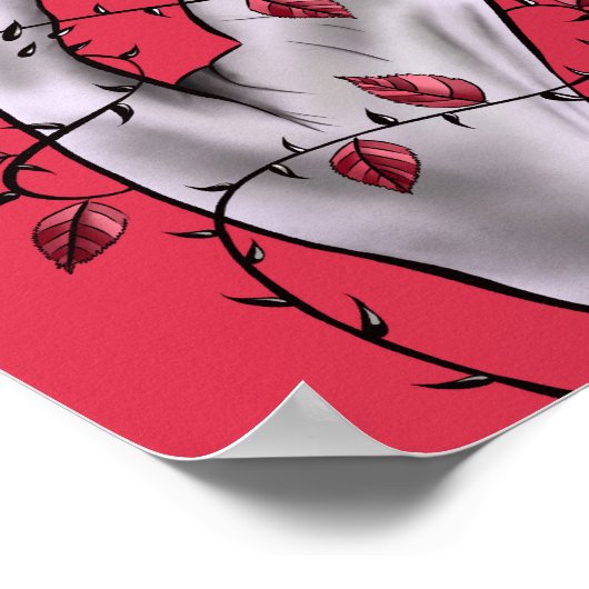 Surreal Horror Hand mit Rose gotisch Poster (Ecke)