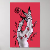 Surreal Horror Hand mit Rose gotisch Poster (Vorne)