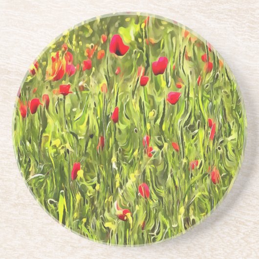 Surreal Hypnotic Poppies Getränkeuntersetzer (Vorne)