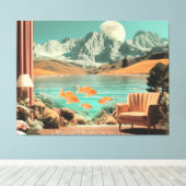 Surreal Interior with Fish and Moonlit Landscape Leinwanddruck (Insitu (Holzboden))