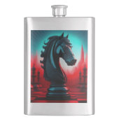 Surreal Intricated Black Knight Schach Piece Flachmann (Vorderseite)