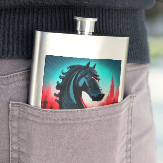 Surreal Intricated Black Knight Schach Piece Flachmann (Beispiel)