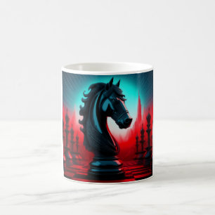 Surreal Intricated Black Knight Schach Piece Kaffeetasse