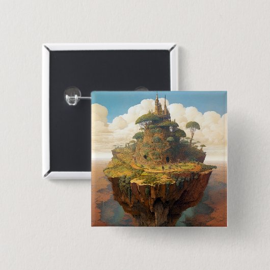 Surreal Island Landschaft Fantasy Art Button (Vorne & Hinten)