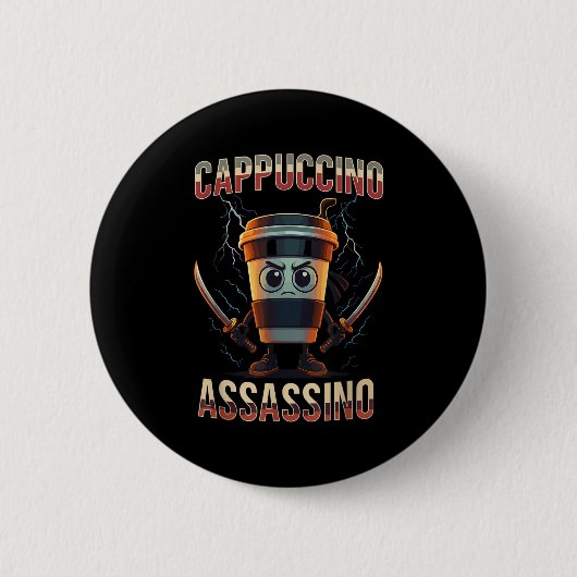Surreal Italienisch Brainrot Cappuccino Inn Funny  Button (Vorderseite)